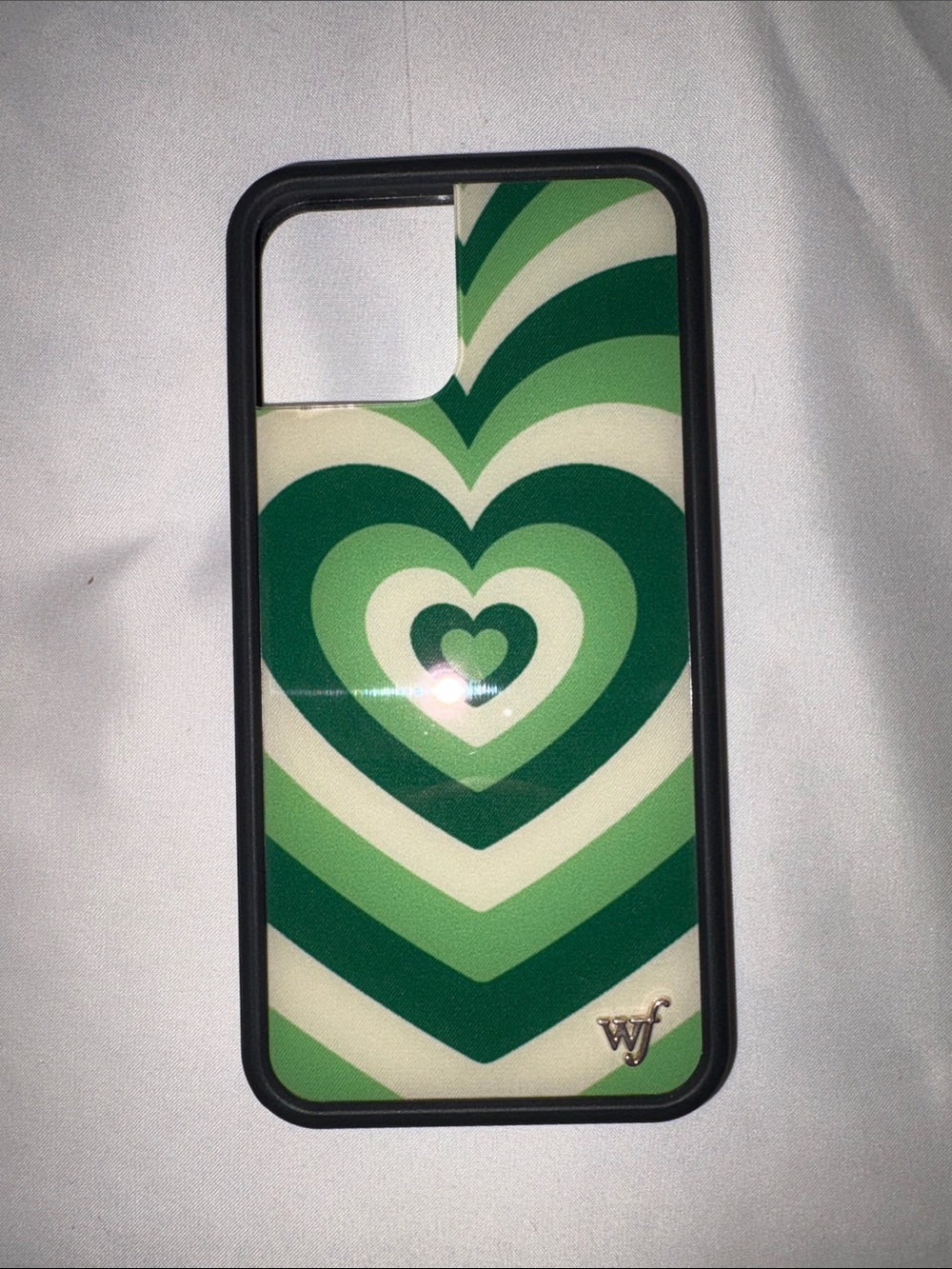 iPhone 13 Wildflower Green Layered Heart Phone Case with Black Frame